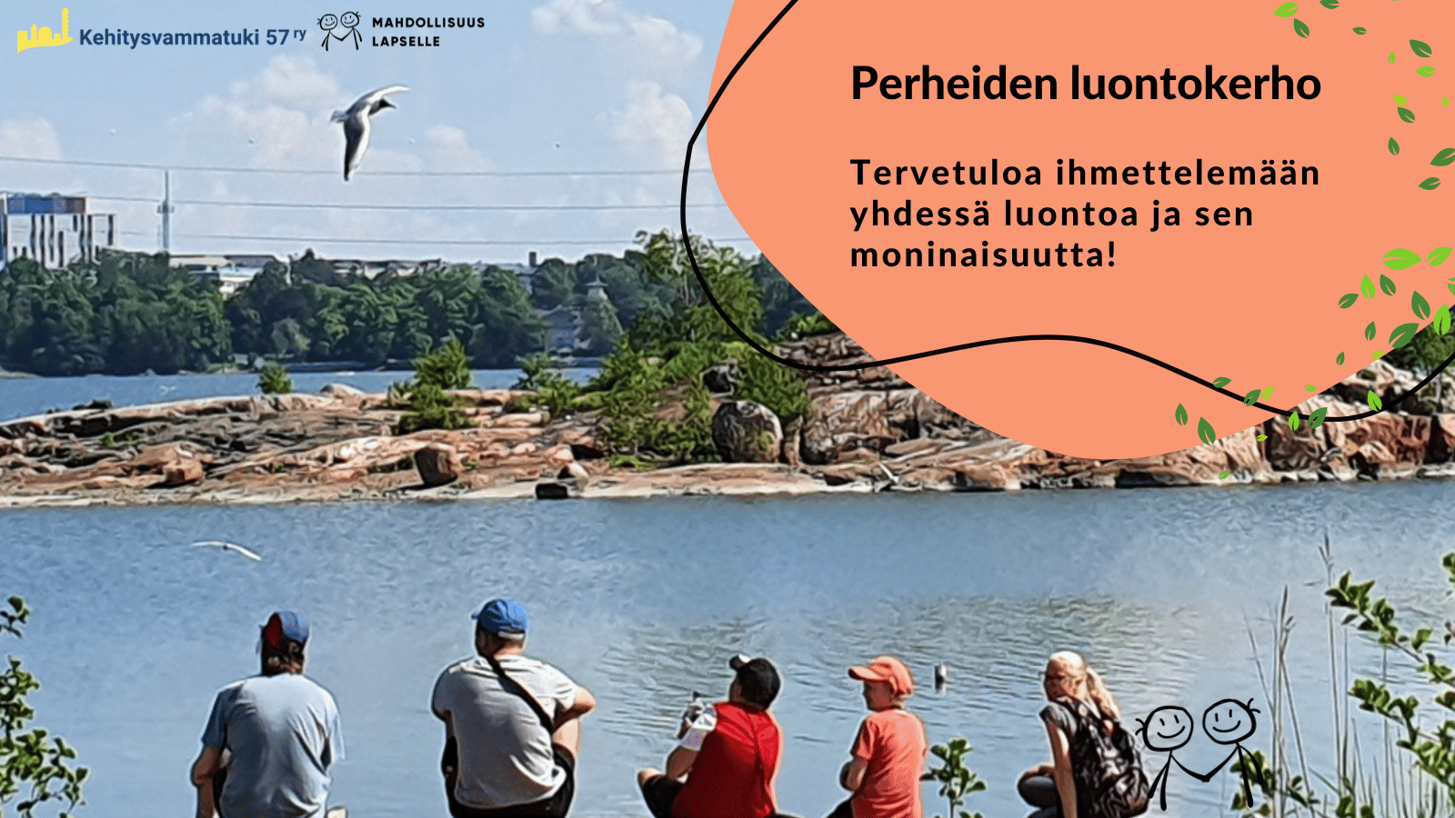 Malaryn retket nuorille jatkuvat keväällä. Nuoria istumassa kalliolla kesäisessä maisemassa.