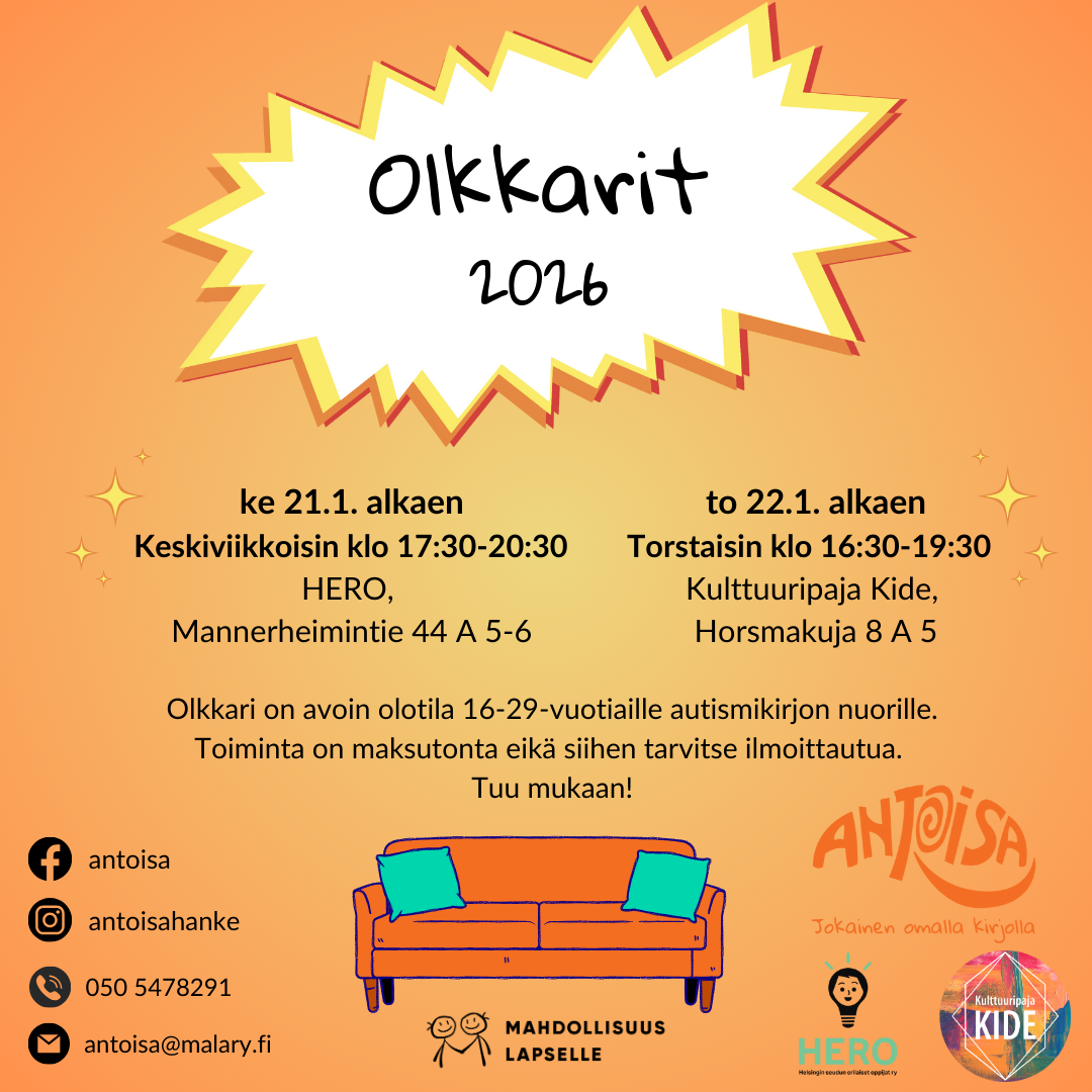 Olkkari 2026 Olkkarit jatkuvat tammikuussa 2026. Keskiviikkona 21.1. Herossa ja torstaina 22.1. Kulttuuripaja Kiteellä.