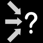 Kolme nuolta osoittaa kysymysmerkkiä