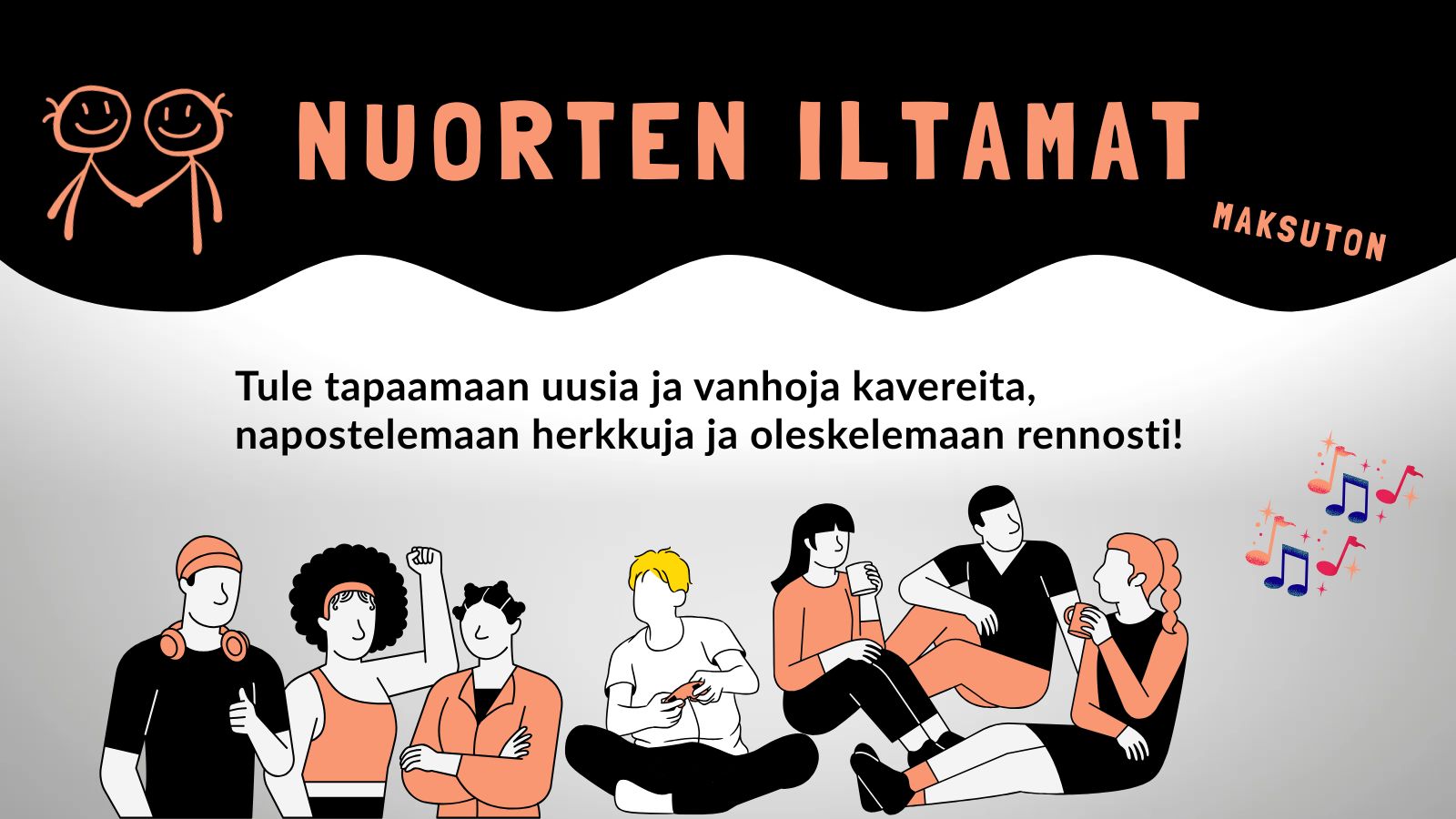Nuorten iltamat. Nuoria viettämässä aikaa yhdessä.