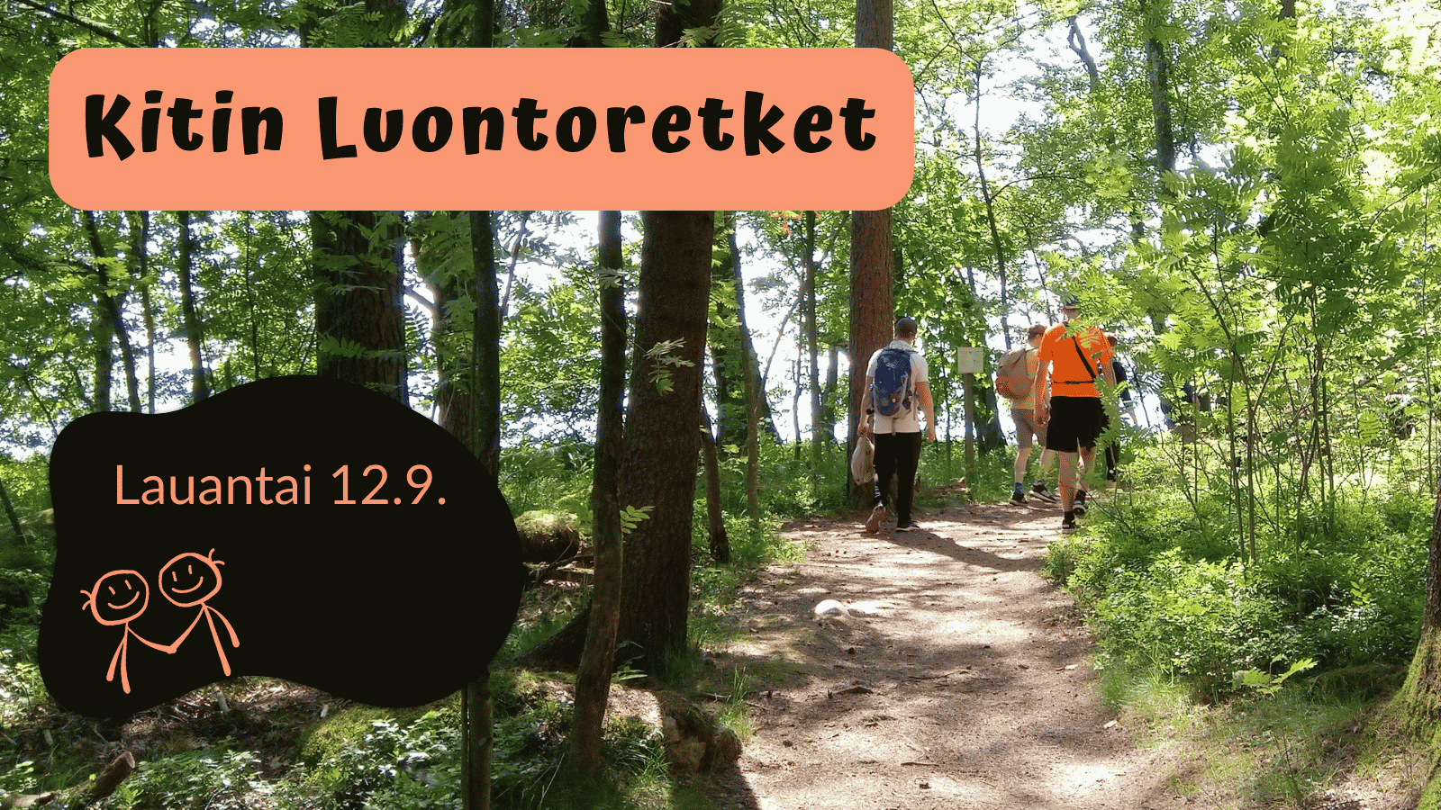 Kitin luontoretket nuorille. Nuoria kävelemässä kesäisen vihreässä luonnossa.